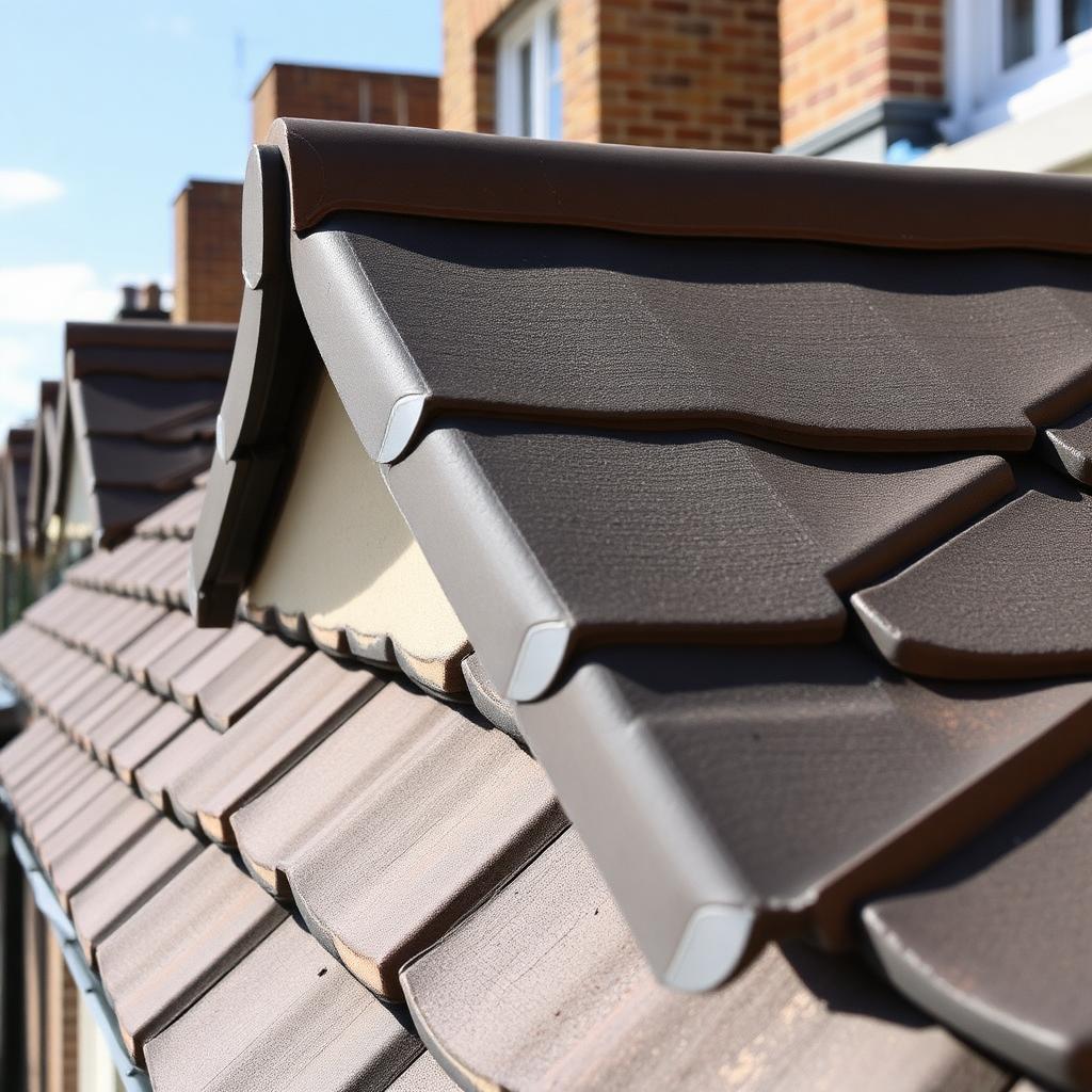 Detail of installed roof tiles